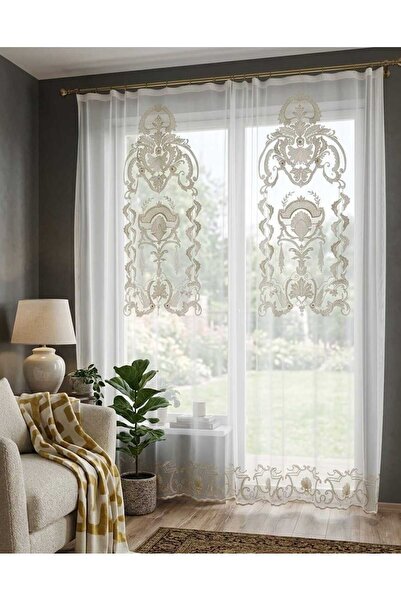 CASA NATURALE لوحة ستائر من التول اليوناني المطرزة