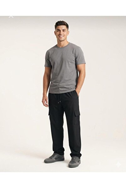 barozzi Men's Parachute Fabric Wide Model Pants with Cargo Pockets and Adjust...