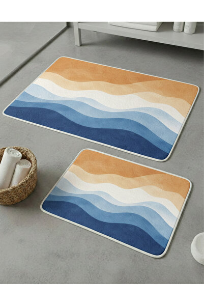 Zevahir Home 2-Piece Multi-Purpose Bath Mat with Non-Slip Base, Modern Patter...