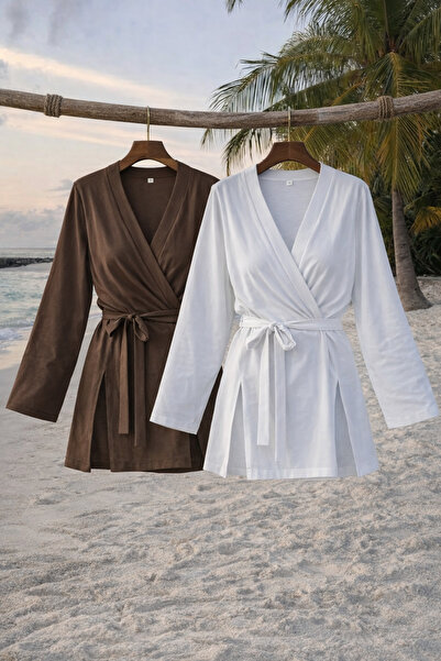 COMBİNE MİCHAİL Kimono de vară pentru femei, cu curea, pachet de 2