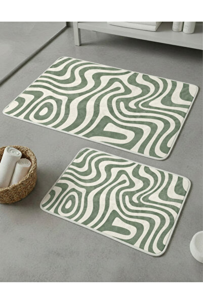 Zevahir Home 2-Piece Multi-Purpose Bath Mat with Non-Slip Base, Modern Patter...