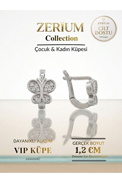 ZERİUM Children's and Women's Vip Steel Earrings Elegant Lightweight Butterfl...