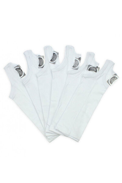 Hepsine Rakip Silver Boy's Combed Cotton Undershirts with Straps, Pack of 6 3021