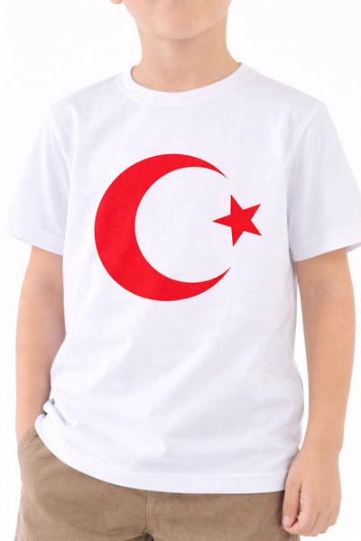 ​mayf Unisex Παιδικό μπλουζάκι με τουρκική σημαία και κόκκινο αστέρι