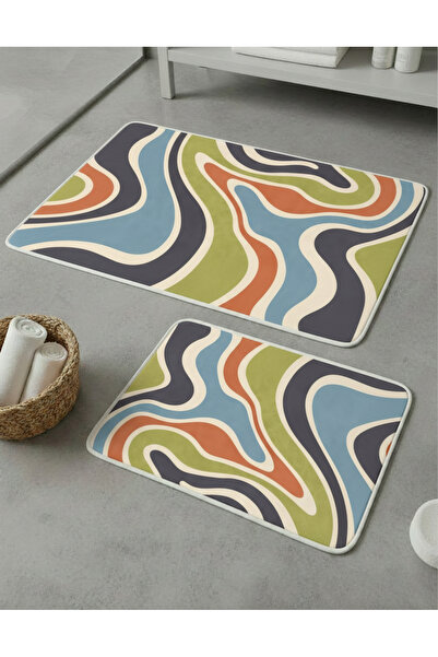 Zevahir Home 2-Piece Multi-Purpose Bath Mat with Non-Slip Base, Modern Patter...