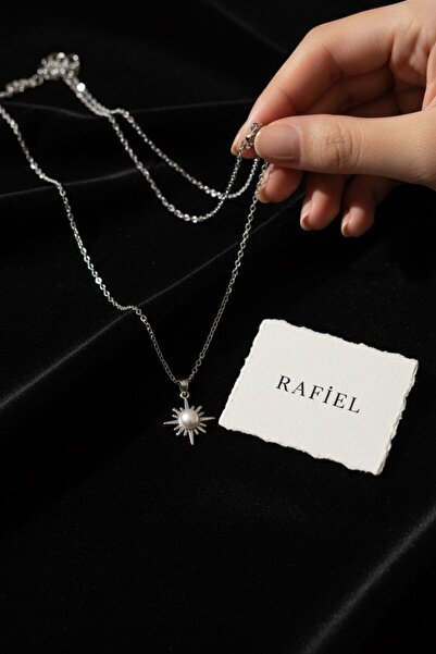 rafiel İncili Güneş Çelik Zincir Kolye - Işıltılı Minimalist Zincir Kolye - 4...