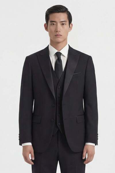 Giotelli Men's Viscose Blended 8 Drop Classic Black Suit