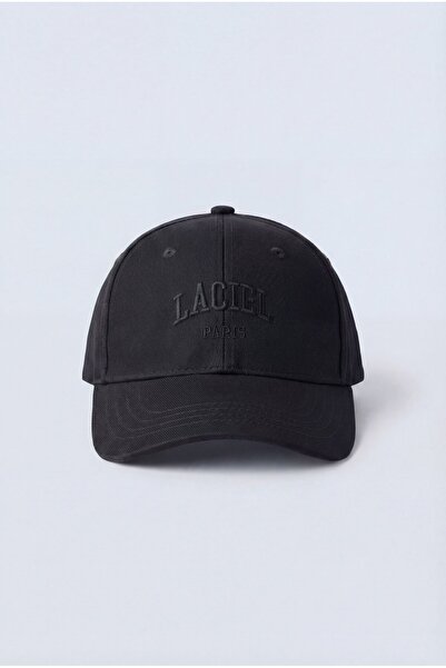 Magu قبعة قطنية سوداء للأطفال من الجنسين - مزينة بتطريز نصي