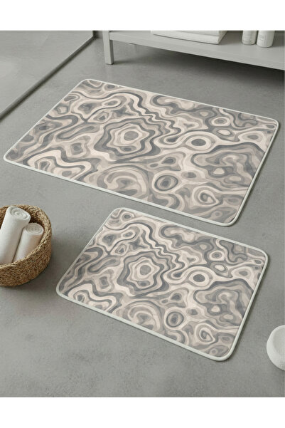 Zevahir Home 2-Piece Multi-Purpose Bath Mat with Non-Slip Base, Modern Patter...