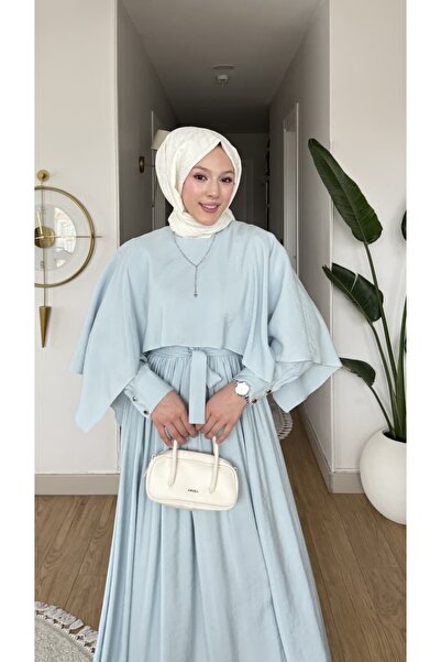 merve ada design Kadın Modal Pelerin Detaylı Elbise