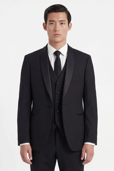 Giotelli Men's Vest Viscose Blended 8 Drop Classic Black Suit