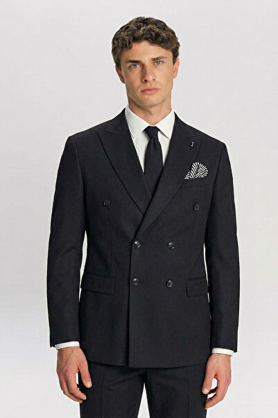 Giotelli Black 100% Velvet Double Breasted Collar Fleto Pocketed 6 Drop Men's...