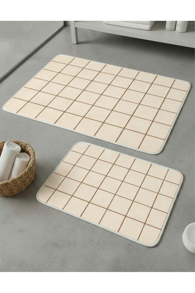 Zevahir Home 2-Piece Multi-Purpose Bath Mat with Non-Slip Base, Modern Patter...