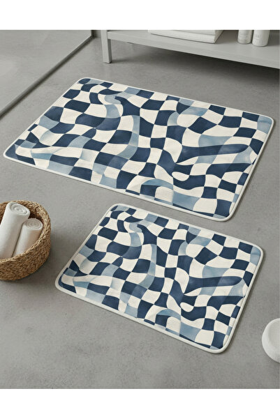 Zevahir Home 2-Piece Multi-Purpose Bath Mat with Non-Slip Base, Modern Patter...