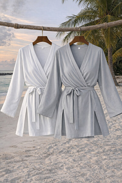 COMBİNE MİCHAİL Kimono de vară pentru femei, cu curea, pachet de 2