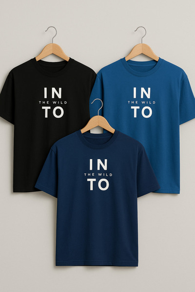 COMBİNE MİCHAİL Tricou largi din 3 piese cu imprimeu Into The WILD pentru băr...