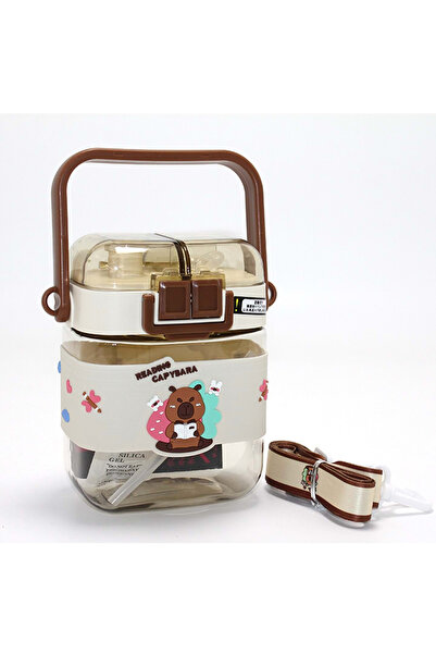 Mihristore Kapibara (Capybara) Desenli Çift Bölmeli Pipetli Çocuk Matarası Ok...