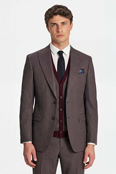 Sabri Özel بدلة رجالية من جيوتيلي بوردو تريكو مع سترة 6 دروب مصنوعة من مزيج ا...