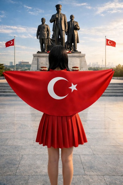 tarzınısec Tarzını Seç Türk Bayraklı Pelerin Gösteri Kostümü 145x73cm