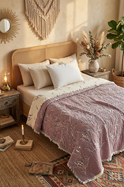 cottoncloth Muslin Double Layer 5 Layer Padded Bedspread 220X240 cm 100% Cott...