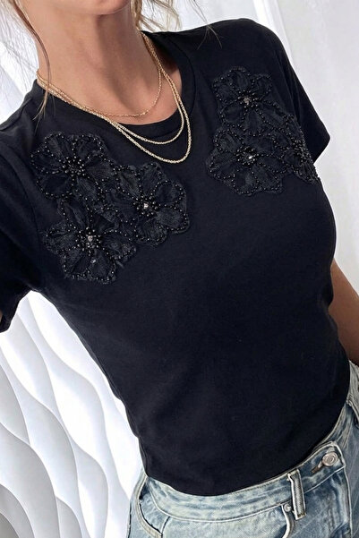 The Champ Clothing Γυναικείο μπλουζάκι oversized με Με λεπτομέρεια από τούλι ...