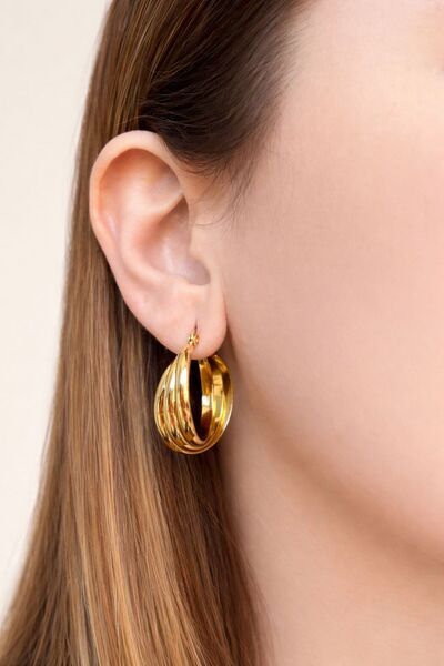 B&T Bujiteri Modern Design Gold Steel Earrings
