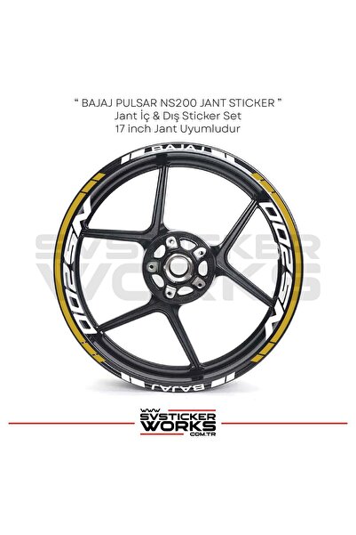 ARONA BAJAJ NS200 Sticker Jant İç Yazı Ve Dış Şerit 24'lü Set Sticker Etiket