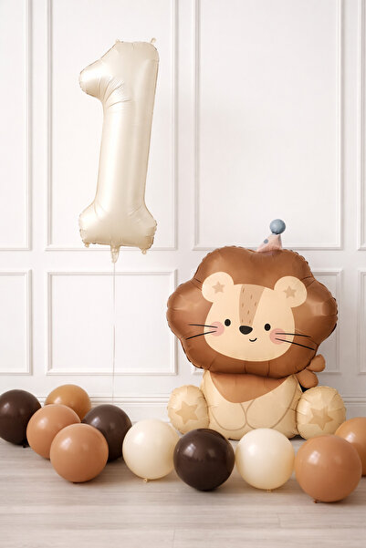 Öztürkpartievi Lion Themed 1St Birthday Balloon Set – Cream & Coffee Concept ...