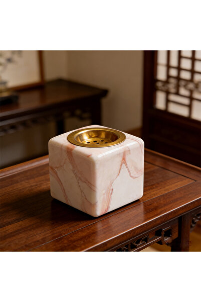 Generic Luxury Mini Marble-Patterned Incense Burner - Elegant Ceramic Base wi...