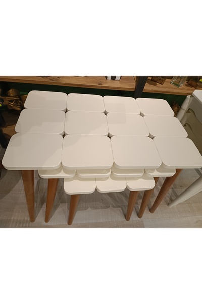 Store Mercan Mobilya Ahşap lace cilalı Zigon Sehpa