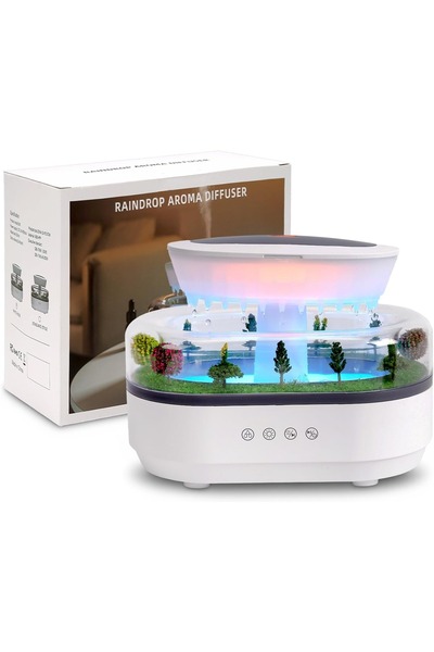 Zetta Innovation Umidificator de Aer si Difuzor Aromaterapie – Efect Raindrop...