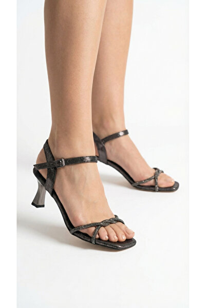 Limeo Shiny Ankle Stone-Studded High Heeled Women's Evening Dress Shoes with ...