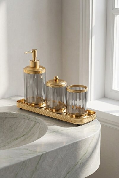 ACAR طقم حمام سبايفي مع موزع صابون سائل وحامل قطن