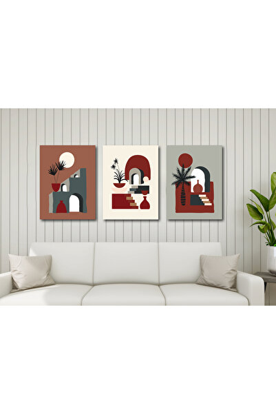 M&H Quality Αφηρημένο Μίνιμαλ Σετ 3 Πινάκων – Διακόσμηση Τοίχου από MDF με Μο...