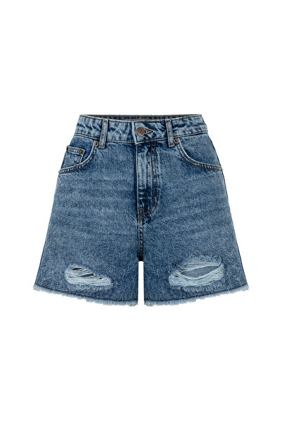 Mudo Yirtik Detailled Mini Jean Shorts