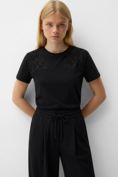 The Champ Clothing Γυναικείο μπλουζάκι oversized με Με λεπτομέρεια από τούλι ...