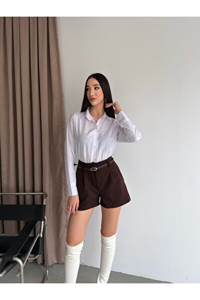 LB Laluna Butik شورت كلاسيكي نسائي بحزام وجيوب