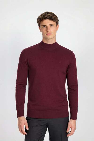 Sabri Özel YARIM BALIKÇI YAKA BASİC TRİKO KAZAK Bordo