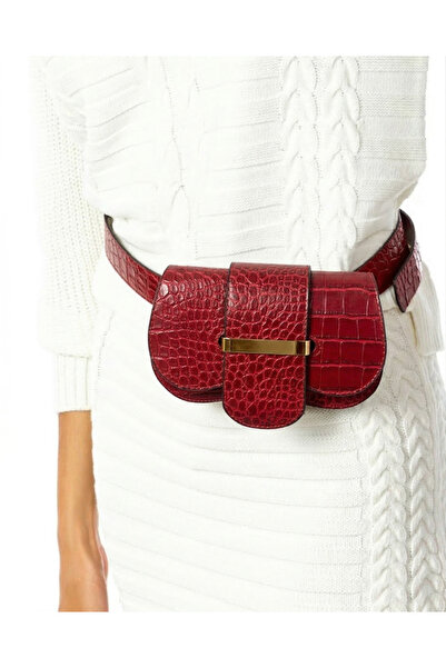 NEW JOURNAL Kadın Bordo Kemerli Bel Çantası VRS2004