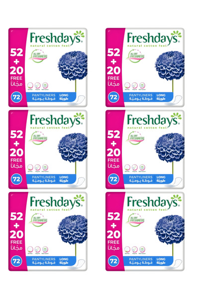 PRİVATE كرتون | فريش دايز فوط يومية طويلة عبوة عملاقة - 72 فوطة ( 6 عبوات )