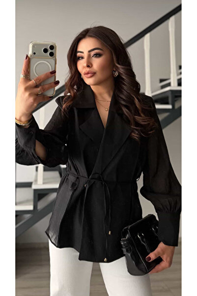 Oslove Black padded tulle shirt