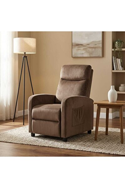 Arnohome كرسي استرخاء قماشي مفرد قابل للتمدد مزود بمسند مدمج للقدمين وجيب جان...