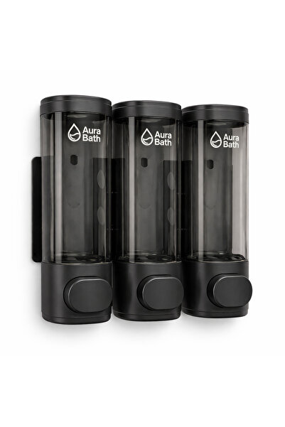 Aura Bath موزع صابون مثبت على الحائط مكون من 3 قطع، موزع شامبو وجل استحمام، م...