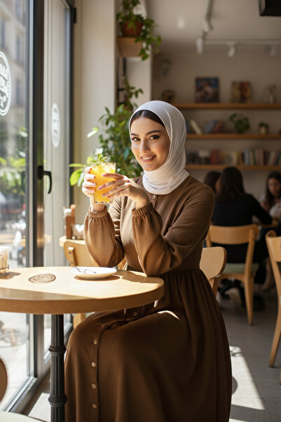 HARİKA WEAR Linen Brown Tunic Dress