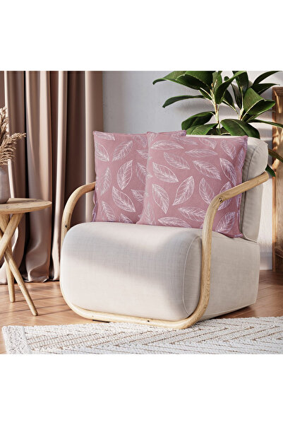 Amelia Home Set 2 huse pernute decorative din catifea cu motiv frunze, Calm, ...