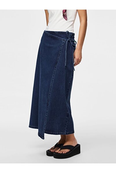PIECES Jeansrock PCFLORA MW MAXI WICKEL