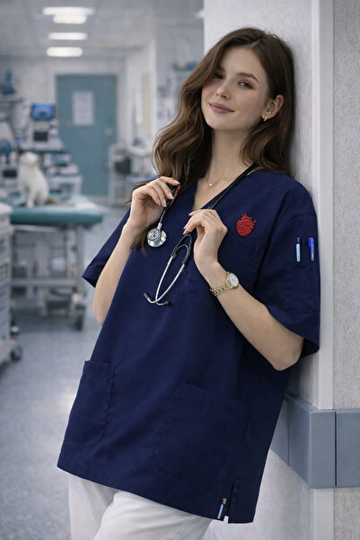 mirach Veterinary Scrubs My Heart Top Premium Lint-Free Extra Pockets Loose F...