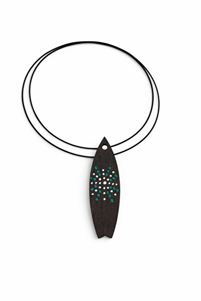 TUTU DESİGN Surfboard Necklace – Wave Pattern Wooden Pendant with Black Cord ...