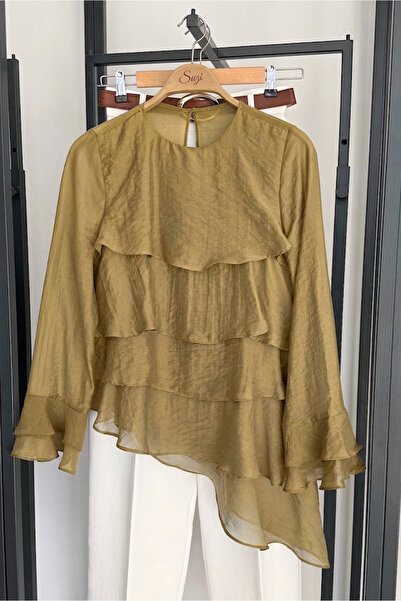 Suziş Frilled Front, Asymmetric Waist Model Bluz 5049