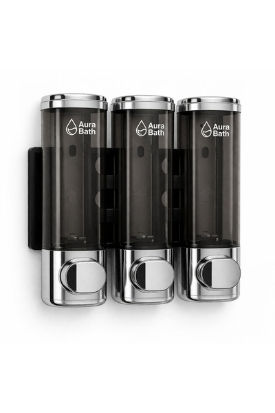 Aura Bath 3-Piece Wall Mounted Soap Dispenser Shampoo Shower Gel Dispenser Le...